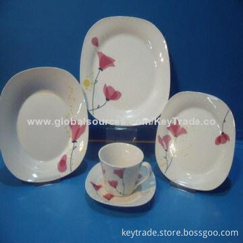 Fine Porcelain 20pcs Dinner Set in Square Shape, with Decal
